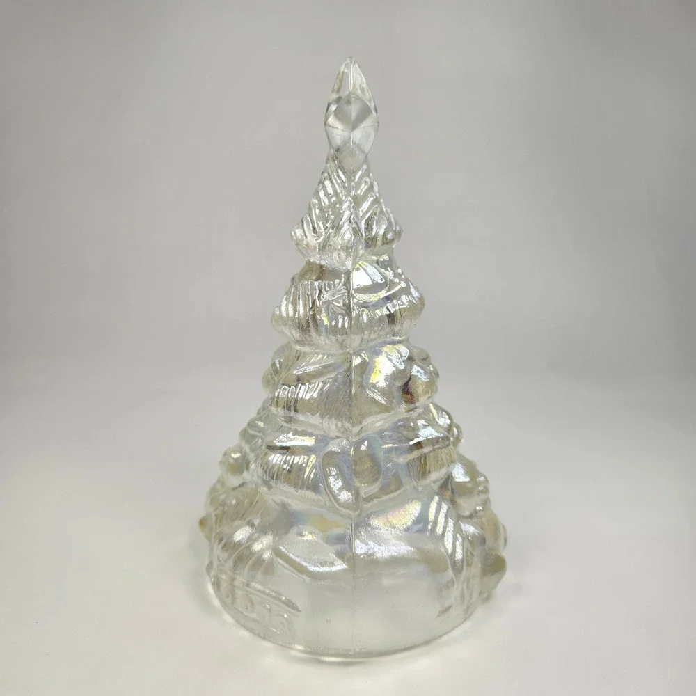Vintage Clear Iridescent Carnival Glass Christmas Tree Star Topper Holiday Decor